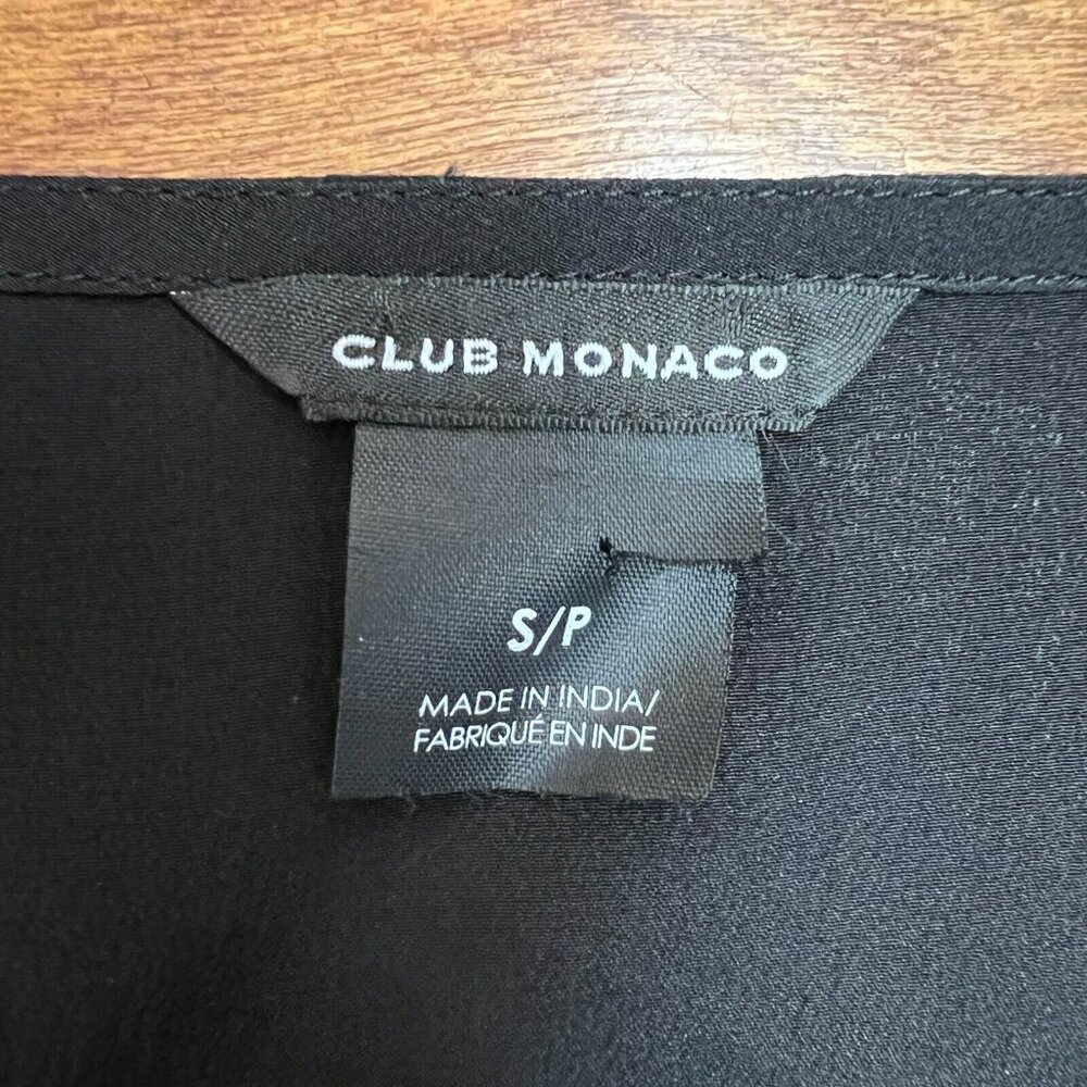 CLUB MONACO Tunic Top Womens Small Black Silk Eyelet 3/4‎ Sleeve Sheer Blouse S - Picture 11 of 16